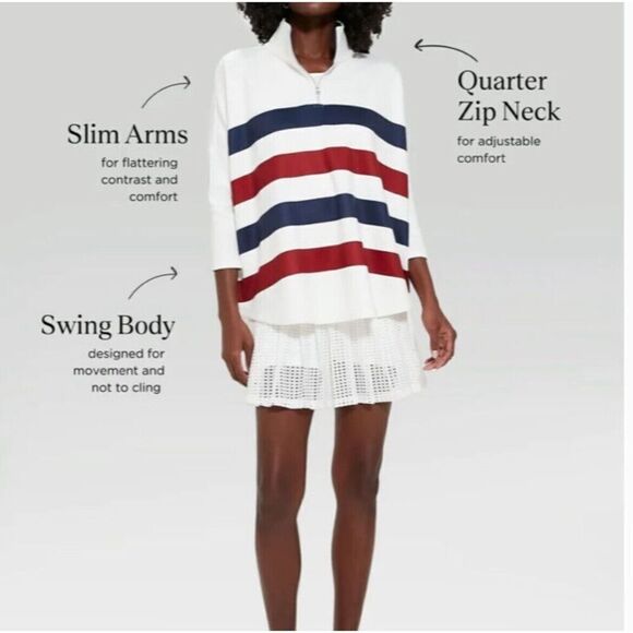 Tuckernuck Sweaters - NEW Tuckernuck Americana Striped Quarter Zip Pullover Size M/L NWT